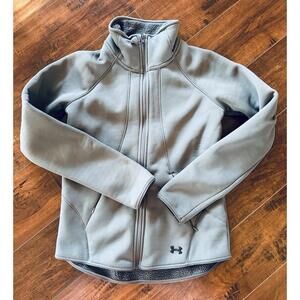 Under Armour Cold Gear Jacket Women's Small Gray-Blue Fleece Lined Hooded
